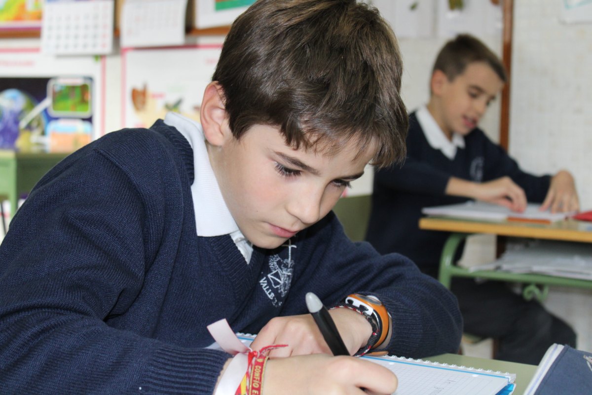 niño escribiendo en plena formación primaria